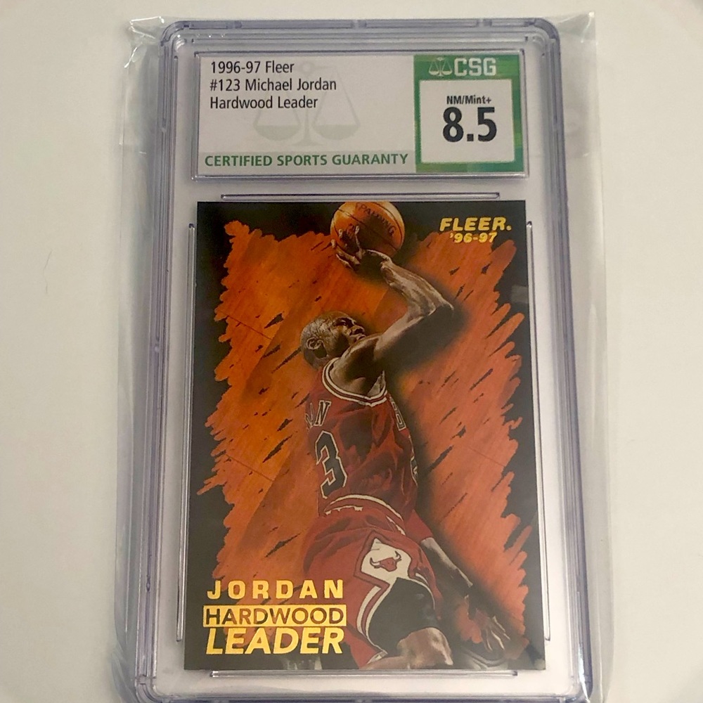 1996-97 Fleer #123 Michael Jordan Hardwood Leader CSG NM/Mint+ 8.5